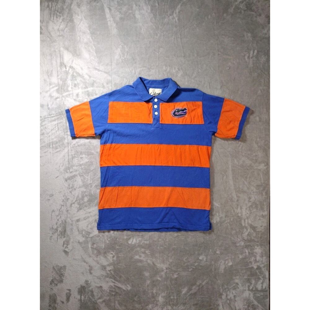 Florida Gators Rugby Polo Shirt Mens XL Short Sleeve Orange/Blue Striped Bloke